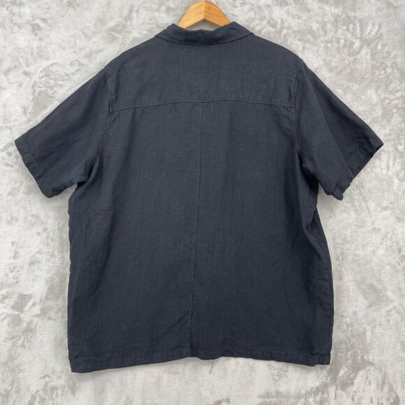 Good Counsel Black 100% Linen Short Sleeve Button Front Shirt - Picture 4 of 9